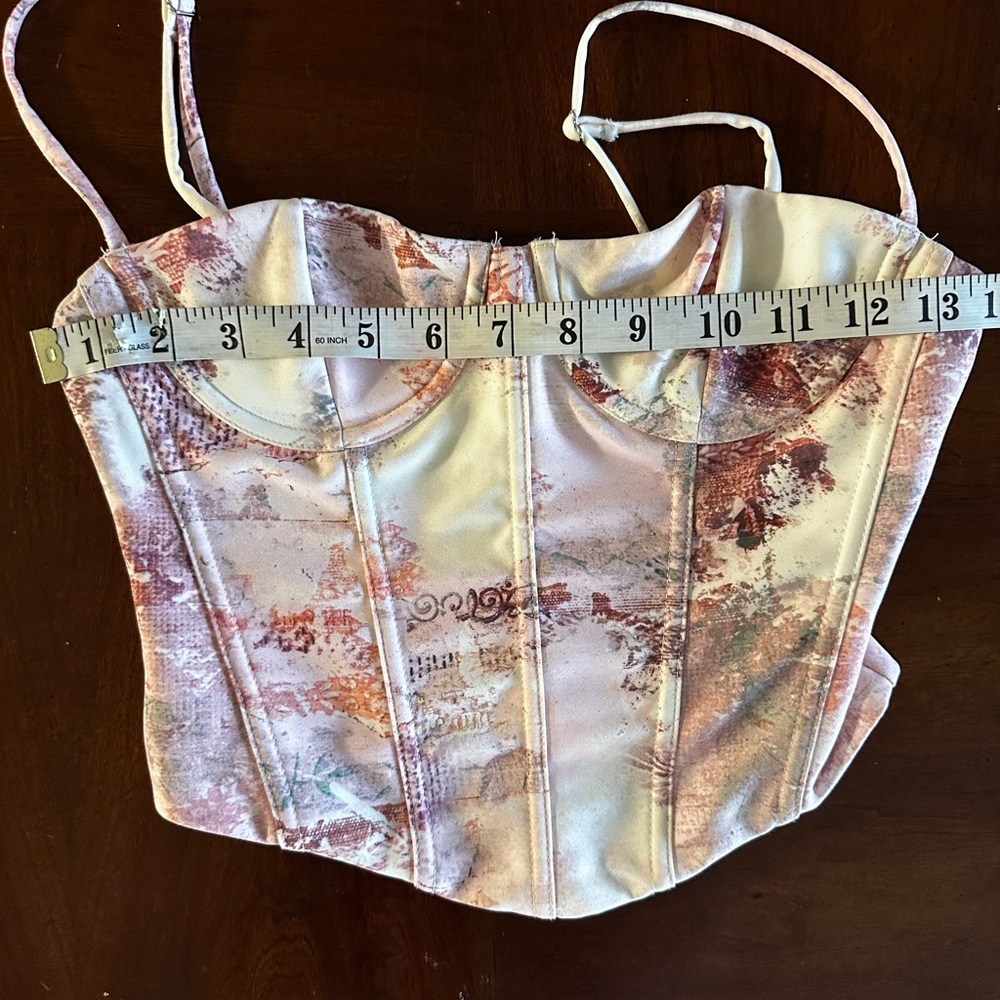 White Fox In The Morning Bustier Primrose Corset Camisole - Pink & Cream XS - Picture 4 of 7